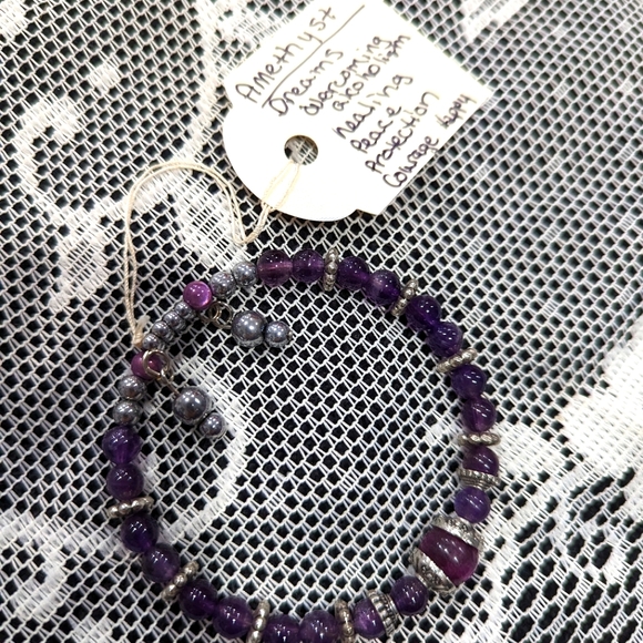 Beaded Handmade Amethyst Bracelet - Picture 1 of 2
